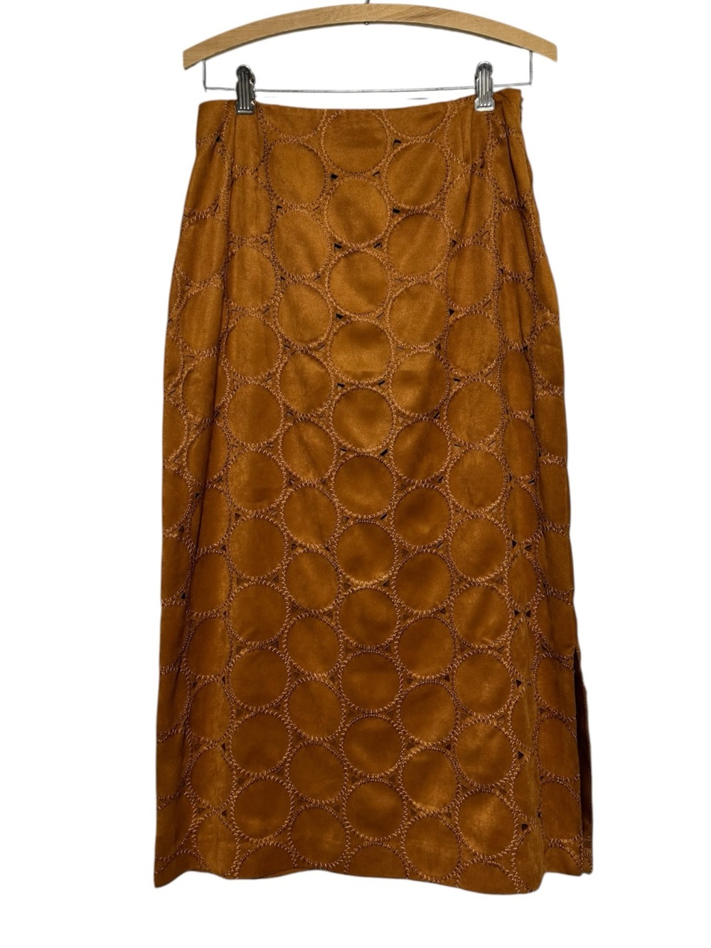 Coldwater Creek Faux Suede Patchwork Skirt Size Small Fall Circle Modest Long